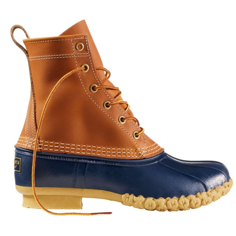 L.L. Bean Women's Bean Duck Boots Tan/Navy/Gum Waterproof Rain Boots